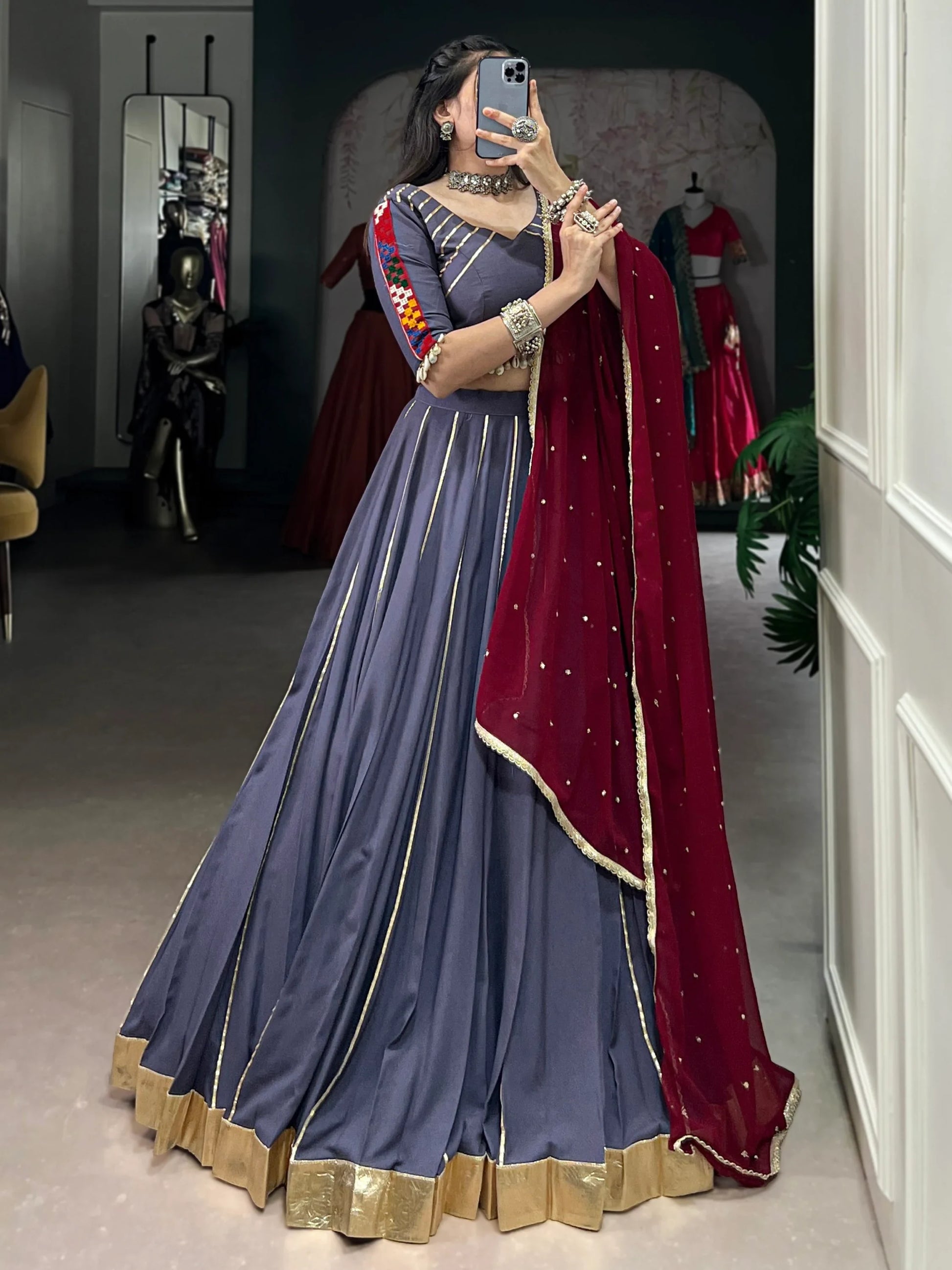 Refreshing Dusty Mauve Lace Work Rayon Traditional Lehenga With Blouse - Zeel Clothing