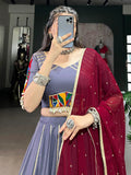Refreshing Dusty Mauve Lace Work Rayon Traditional Lehenga With Blouse - Zeel Clothing