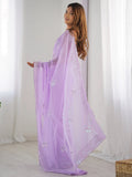 Refreshing Lavender Thread Work Georgette Event Wear Saree With Blouse - Zeel Clothing