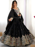 Regal Black Embroidered Crepe Silk Traditional Lehenga Choli With Dupatta