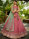 Regal Dusty Pink Thread Embroidery Tissue Event Wear Lehenga Choli - Zeel Clothing