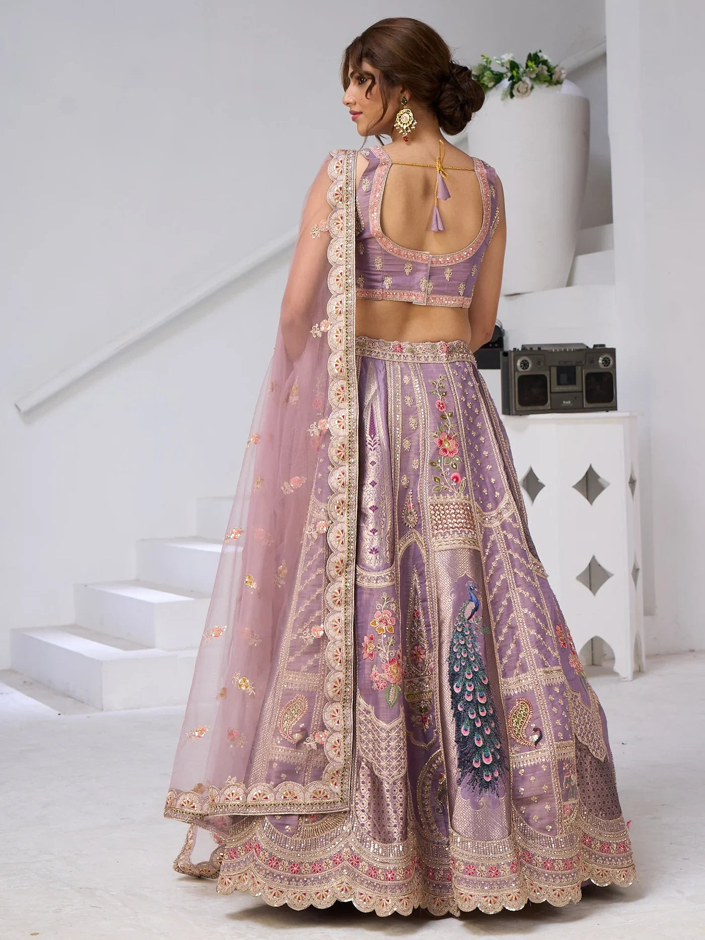 Regal Lavender Zari Weaving Banarasi Silk Engagement Wear Lehenga Choli