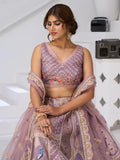 Regal Lavender Zari Weaving Banarasi Silk Engagement Wear Lehenga Choli