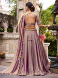 Regal Lilac Sequins Embroidery Organza Function Wear Lehenga With Blouse
