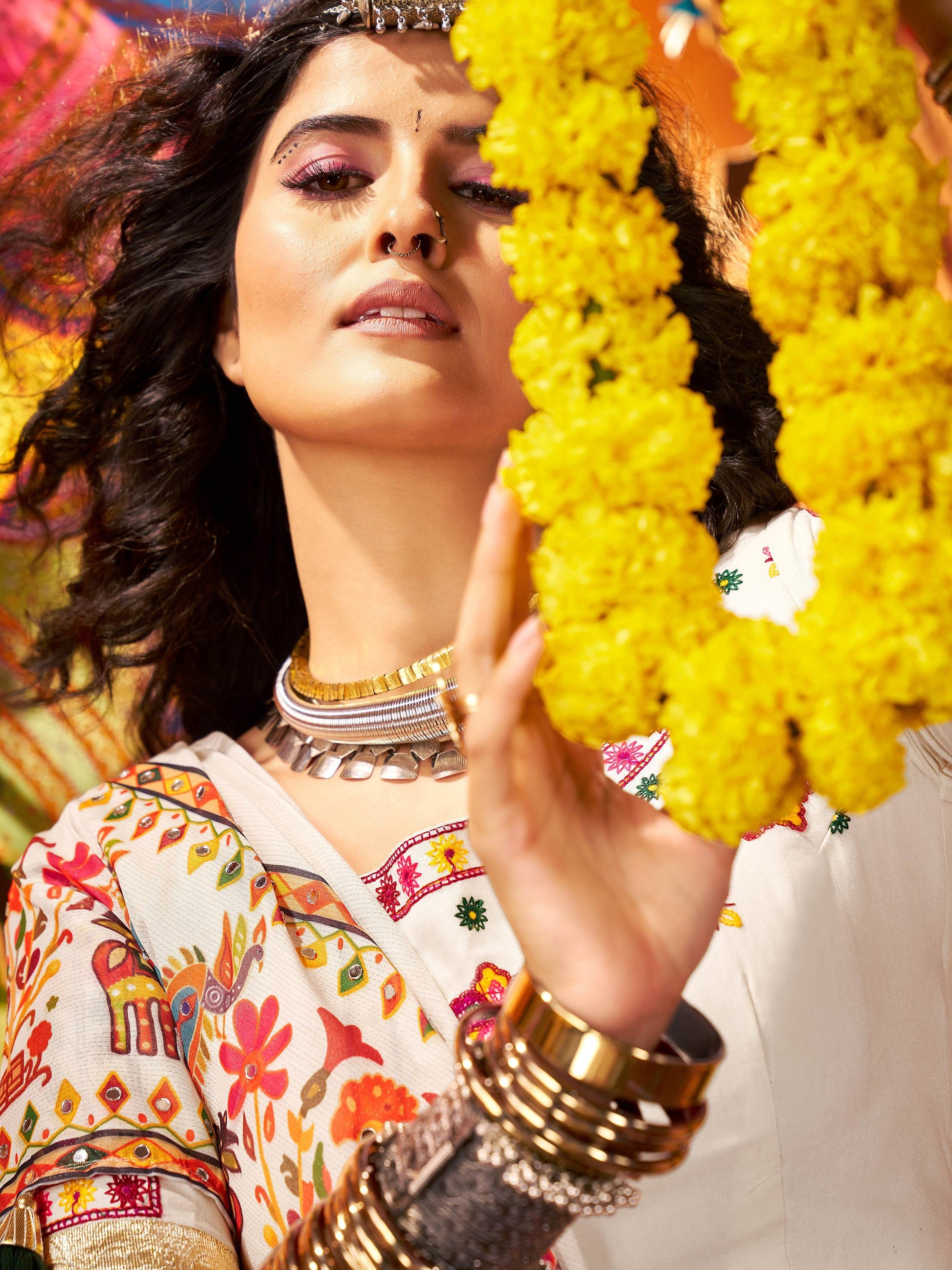 Regal Multi-Color Bandhani Printed Georgette Navratri Special Lehenga Choli - Zeel Clothing