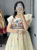Regal Off White Floral Embroidery Cotton Casual Wear Dress