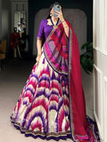Regal Purple Digital Printed Tussar Silk Evening Wear Lehenga Choli With Dupatta