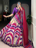 Regal Purple Digital Printed Tussar Silk Evening Wear Lehenga Choli With Dupatta