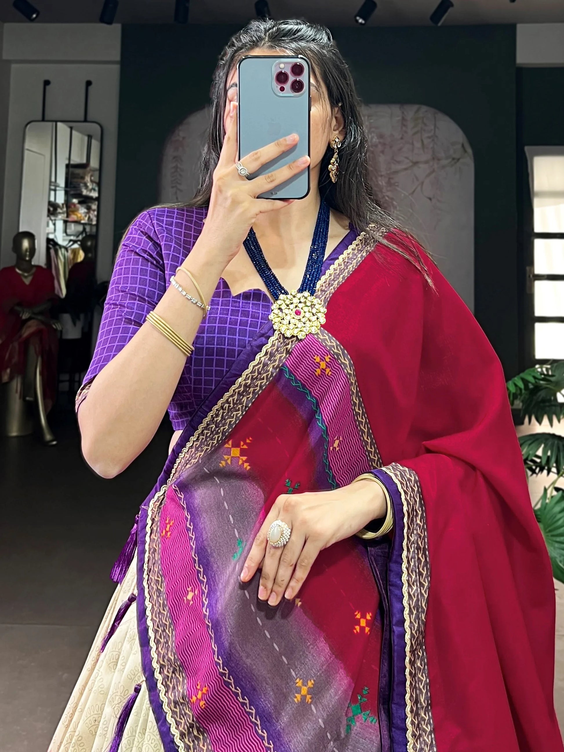 Regal Purple Digital Printed Tussar Silk Evening Wear Lehenga Choli With Dupatta