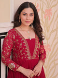 Regal Rani Pink Zari Embroidery Georgette Wedding Wear Gown - Zeel Clothing