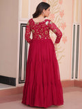 Regal Rani Pink Zari Embroidery Georgette Wedding Wear Gown - Zeel Clothing