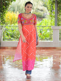 Regal Red Gamthi Work Rayon Navratri Special Long Kurti - Zeel Clothing