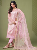 Remarkable Baby Pink Sequins Work Net Festival Wear Salwar Suit - Zeel Clothing