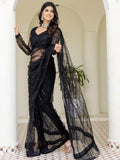 Remarkable Black Sequins Embroidery Net Party Wear Saree With Blouse - Zeel Clothing