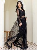 Remarkable Black Sequins Embroidery Net Party Wear Saree With Blouse - Zeel Clothing