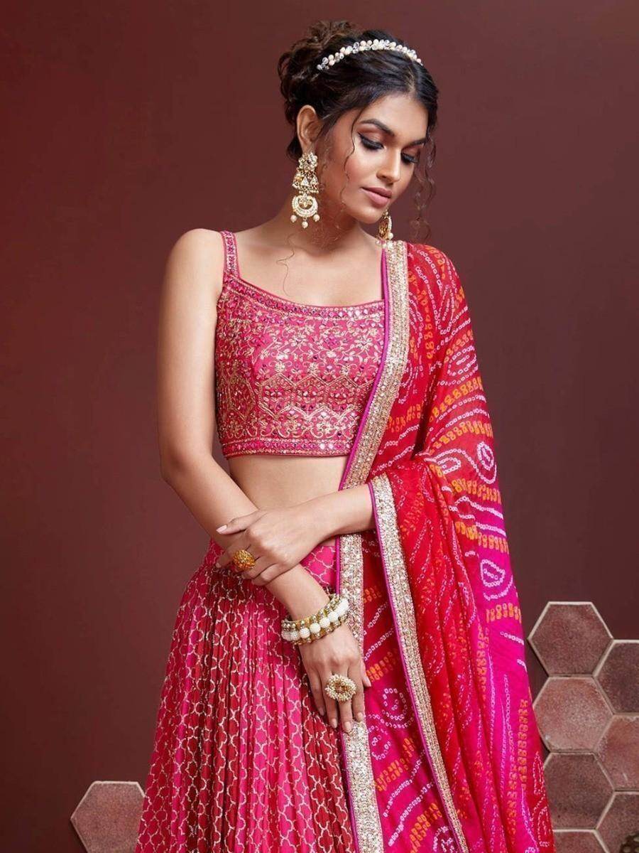 Remarkable Pink Sequins Embroidery Chinon Silk Lehenga Choli - Zeel Clothing