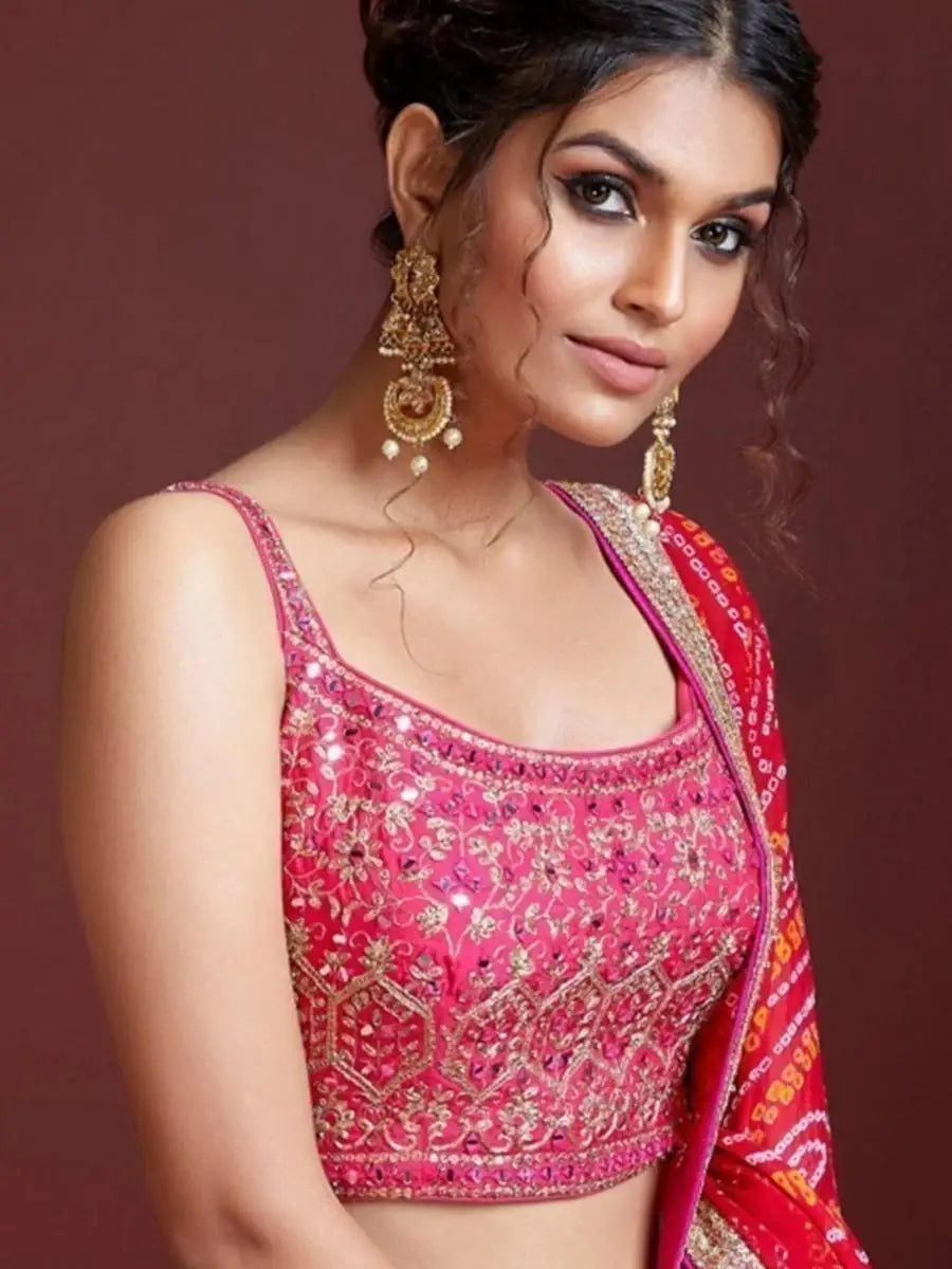 Remarkable Pink Sequins Embroidery Chinon Silk Lehenga Choli - Zeel Clothing