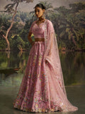Remarkable Pink Zarkan Embroidered Net Bridesmaid Lehenga Choli