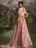 Remarkable Pink Zarkan Embroidered Net Bridesmaid Lehenga Choli