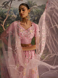 Remarkable Pink Zarkan Embroidered Net Bridesmaid Lehenga Choli