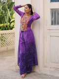 Remarkable Purple Kutchi Gamthi Patch Work Georgette Co-Ord Set - Zeel Clothing