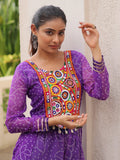 Remarkable Purple Kutchi Gamthi Patch Work Georgette Co-Ord Set - Zeel Clothing