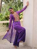 Remarkable Purple Kutchi Gamthi Patch Work Georgette Co-Ord Set - Zeel Clothing