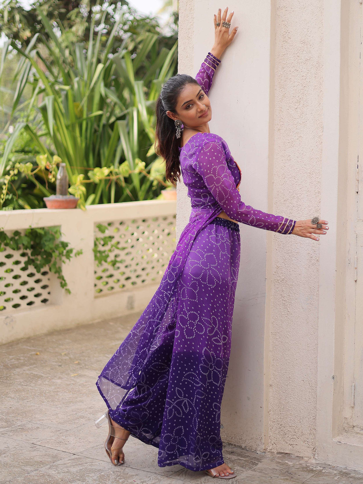 Remarkable Purple Kutchi Gamthi Patch Work Georgette Co-Ord Set - Zeel Clothing