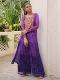 Remarkable Purple Kutchi Gamthi Patch Work Georgette Co-Ord Set - Zeel Clothing