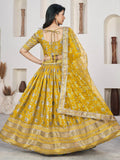 Remarkable Yellow Zari Work Jacquard Haldi Wear Lehenga Choli - Zeel Clothing