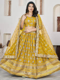 Remarkable Yellow Zari Work Jacquard Haldi Wear Lehenga Choli - Zeel Clothing