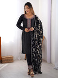 Rich Black Sequins Chinon Festive Wear Pant Suit With Dupatta - Zeel Clothing