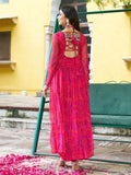 Rich Hot Pink Bandhani Printed Georgette Navratri Wear Gown - Zeel Clothing