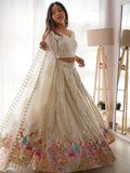 Rich White Sequins Georgette Party Wear Lehenga Choli With Dupatta - Zeel Clothing