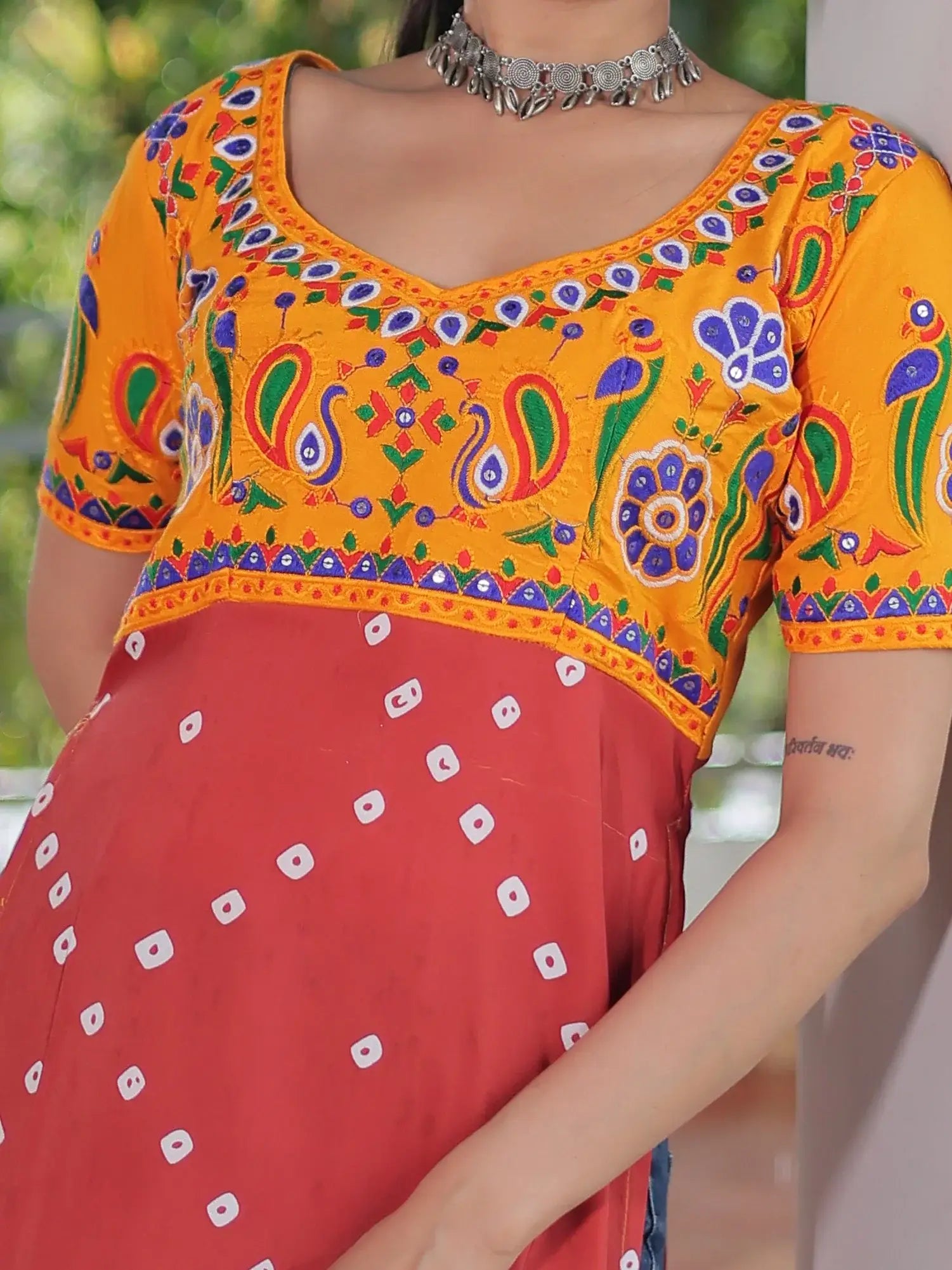 Rich Yellow Gamthi Work Rayon Festive Wear Long Kurti - Zeel Clothing