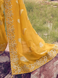 Rich Yellow Jacquard Butti Tissue Haldi Wear Saree With Blouse