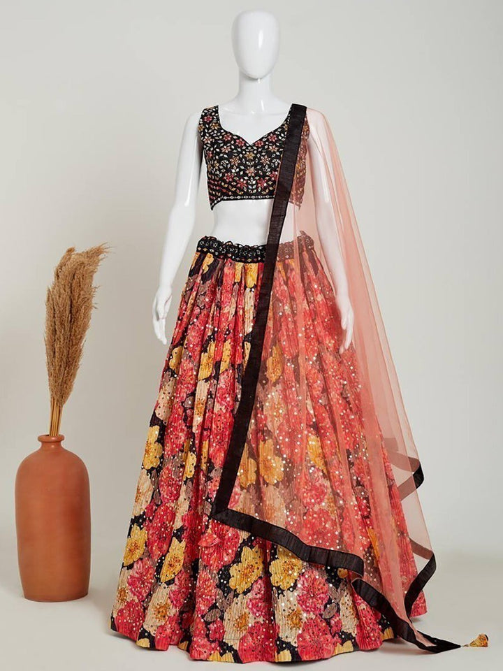 Attractive Multi-Color Floral Print Silk Events Wear Lehenga Choli