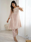 Royal Light Brown Hand Work Organza Party Wear Pant Suit - Zeel Clothing