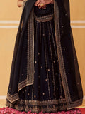 Captivating Black Sequins Work Silk Festival Wear Lehenga Choli With Dupatta