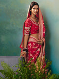 Marvelous Red Zari Weaving Tissue Bridal Saree With Blouse