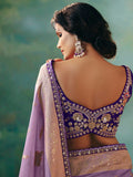 Alluring Lavender Sequins Work Tissue Wedding Wear Saree With Blouse