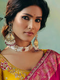 Pretty Rani Pink Sequin Tissue Engagement Wear Saree With Blouse