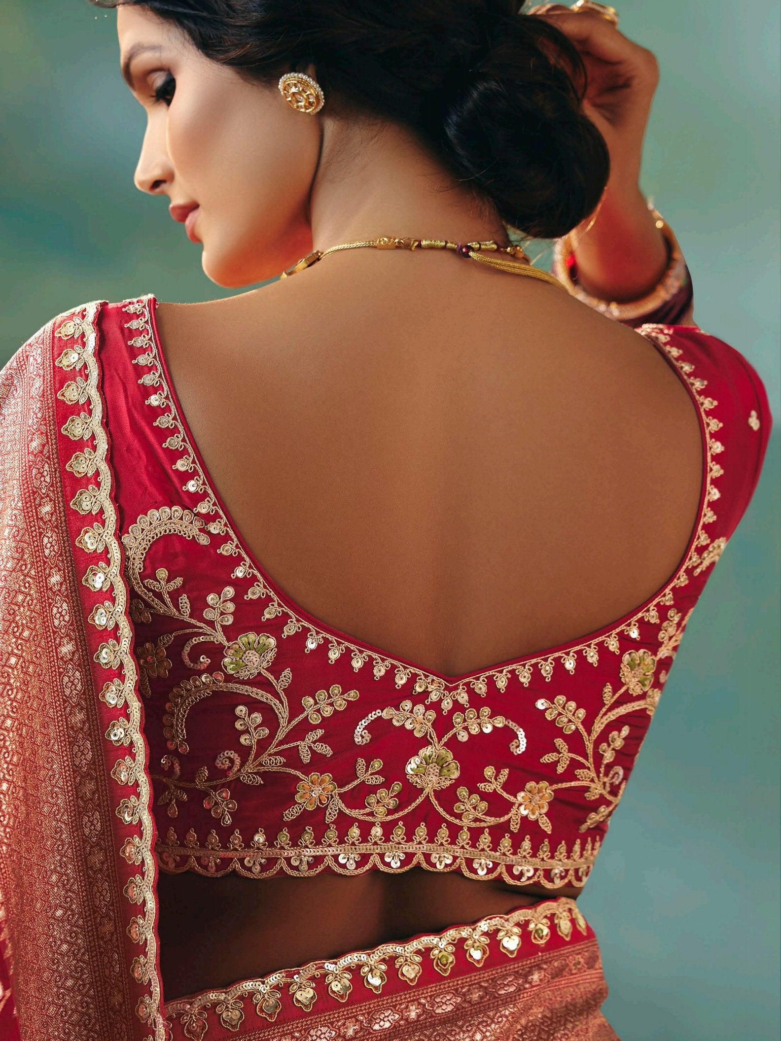Marvelous Red Zari Weaving Tissue Bridal Saree With Blouse