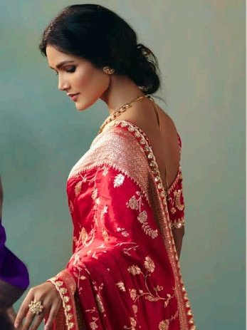 Marvelous Red Zari Weaving Tissue Bridal Saree With Blouse