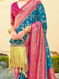Satisfying Blue Zari Weaving Silk Traditional Saree With Blouse - Zeel Clothing