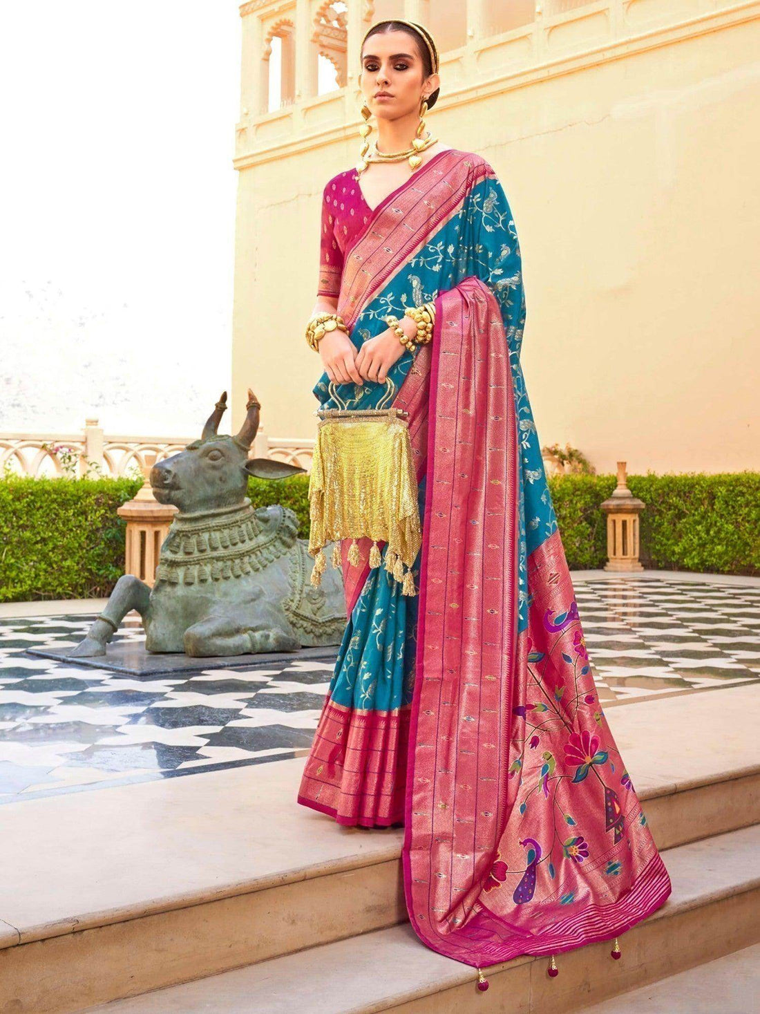 Satisfying Blue Zari Weaving Silk Traditional Saree With Blouse - Zeel Clothing