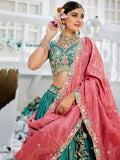 Sea Green Satin Sequins Embroidery Work Lehenga Choli With Dupatta - Zeel Clothing