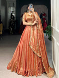 Sensual Orange Embroidered Organza Wedding Wear Lehenga Choli - Zeel Clothing