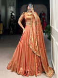 Sensual Orange Embroidered Organza Wedding Wear Lehenga Choli - Zeel Clothing