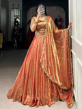 Sensual Orange Embroidered Organza Wedding Wear Lehenga Choli - Zeel Clothing